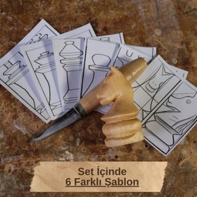 Resim Deri Yontu Çantası - DIY05 Satranç Biblo Oyma Seti Hediyeli | 6 Şablon Seçeneği (E-Kitap Hediyeli: Adım Adım Yontu101) 