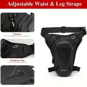 Resim Sağlam Kabuklu Bacak Çantası - Ayarlanabilir Motosiklet ve Dış Mekan Bel Paketi, Dayanıklı EVA ve Polyester Lif Taktiksel Sürücü Motosiklet Bacak Cebi Kulaklık Girişli Erkekler için Bisiklet Sırt Çantası, Ayarlanabilir Omuz Askısı ve Çift Fermuarlı Bölümler, Dağ Bisikleti, Motosiklet, Yürüyüş, Balıkçılık İçin Uygun 