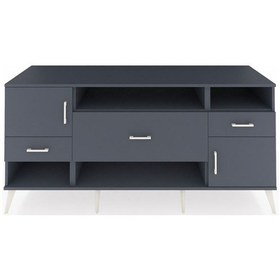 Resim Kronos Konsol 3 Raflı 3 Çekmeceli 2 Kapaklı 176x59x83 Antrasit-antrasit/antrasit Antrasit/antrasit 