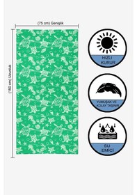 Resim Underwater Desen Dijital Baskılı 75x150 Cm Plaj Havlusu Yeşil 