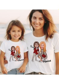 Resim Bk Gift 2li Kişiye Özel Anne-kız Karikatürlü Kombin Tişört Seti-4, Anneye Hediye, Anneler Günü Hediyeleri Kobitmeyencom30568 Bk Gift 