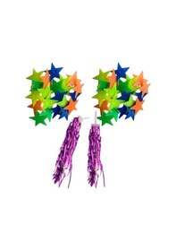 Resim Bisiklet Süsleri 30 Adet Yıldız - 1 Takım Püskül Sağ Ve Sol Mavi Püsküllü Çok Renkli 