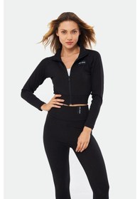 Resim Lesa Wear İçi Polarlı Yumuşacık Şardonlu Kaşkorse Crop Likralı Hırka Siyah 