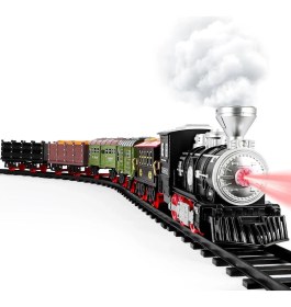 Resim Retro Elektrikli Buhar Tren Oyuncağı, Işık ve Sesli, 6 Vagonlu Çocuklar Için Hediye, 3-8 Yaş Arası 