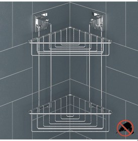 Resim Teknotel Yapışkanlı Krom Iki Katlı Banyo Köşe Rafı Krom Ef257 Çok Renkli 