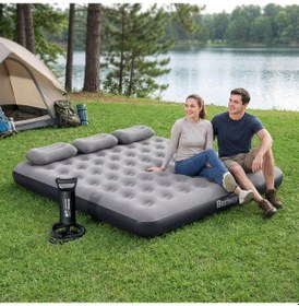 Resim Bestway Ultra King 3 Kişilik Şişme Yatak, El Pompası Ve Yastık 203x183x22cm 671hc Bw149 Gri 