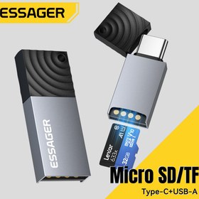 Resim Essager 2-in-1 USB-C ve USB-A'dan Mikro SD/TF Kart Okuyucu - Hızlı, Çift Yuvalı Bellek Kartı Adaptörü, Akıllı Telefonlar, Dizüstü Bilgisayarlar ve Daha Fazlası İçin, Mobil Cihaz Aksesuarı|Şık Kart Okuyucu|Dayanıklı Tasarım 