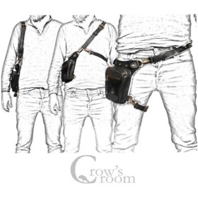 Resim Crow'sRoom El Yapımı Fonksiyonel Deri Bel Ve Bacak Çantası (Kapaklı Model Gri & Yeşil) 