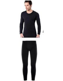 Resim Lüx Siyah Termal Içlik Takımı Asker Seti Polar Bere Boyunluk Eldiven Termal Çorap Seti Siyah 