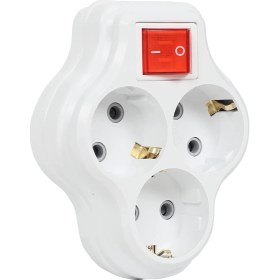 Resim 3lü Anahtarlı, Üçlü Topraklı Priz Duvar Tipi Çoklayıcı Fiş, 16A 250 Volt, Max 3600 Watt (Beyaz) 