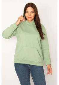 Resim Şans Kadın Yeşil Kapşonlu Kanguru Cepli İçi Şardonlu Sweatshirt 65n34582-yeşil Yeşil 