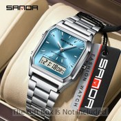 Resim SANDA Retro Çelik Kemer Erkek Saati - Stopwatch ve Alarm ile Şık İş Saati, 5ATM Su Geçirmez, Kare Kadran, Pil ile Çalışır, Tatil Hediyeleri için İdeal, Şık Aksesuar | Minimalist Saat | Alaşım Kasa Saati 