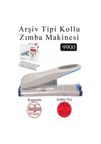 Resim Büyük Boy Zımba Makinesi 1 Adet 9900 Arşiv Tipi Zımba Makinası 100 Yaprak Kapasiteli Zımba Teli Hediyeli Kollu Zımba 