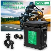 Resim Xuweiwei Ynf Siyah Motosiklet Lastik Basınç İzleme Sistemi Lcd Ekranlı Ip67 Kablosuz Güneş Şarj Otomatik Alarm Algılama Motosiklet Aksesuarı 