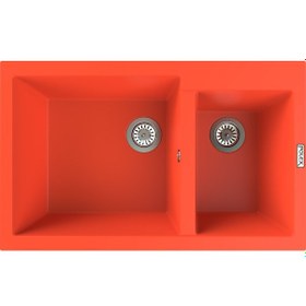 Resim Polex Cristalüx Granit Evye P-1.75 Turuncu 1.5 Gözlü Tezgah Altı Ve Tezgah Üstü Mutfak Evyesi 81x50.5 CM 