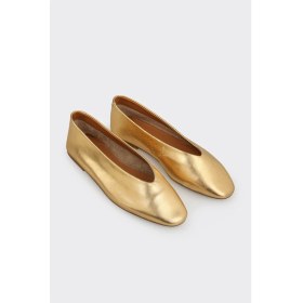 Resim Elle Gold Deri Kadın Günlük Ayakkabı 