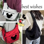 Resim 1 adet DISNEY Yaz Yeni Mickey Mouse Çok Fonksiyonlu Omuz Seyahat Çantası, çok fonksiyonlu mantı çanta, büyük kapasiteli moda omuz çantası, araba veya seyahat için uygun, doğum günü hediyesi için mükemmel ilk tercih 