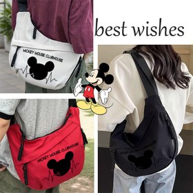 Resim 1 adet DISNEY Yaz Yeni Mickey Mouse Çok Fonksiyonlu Omuz Seyahat Çantası, çok fonksiyonlu mantı çanta, büyük kapasiteli moda omuz çantası, araba veya seyahat için uygun, doğum günü hediyesi için mükemmel ilk tercih 
