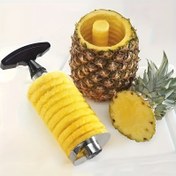 Resim 1 adet Paslanmaz Çelik Ananas Çekirdeği ve Dilimleyici, Kolay Kullanım Mutfak Aracı ile Kolay Ananas Çekirdeği Çıkarma ve Dilimleme 
