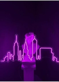 Resim dekoraven New York Neon Led Tabela Pembe 85x33cm, newyork1 