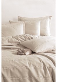 Resim %100 Pamuk Tek Kişilik Saçaklı Nevresim Seti Avola Taş Rengi 