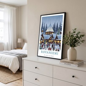 Resim Rovaniemi Finland - Santa Village Winter Travel Wall Art Print - Wooden Frame - Black / 8,3 x 11,7" (21x30) 