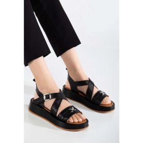 Resim Analin Shoes Kadın Deri Çapraz Bilekten Bantlı Günlük Sandalet - Beyaz 