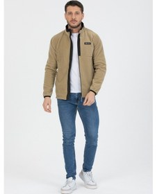 Resim Fermuarlı Garnili Polar Beige Bej 