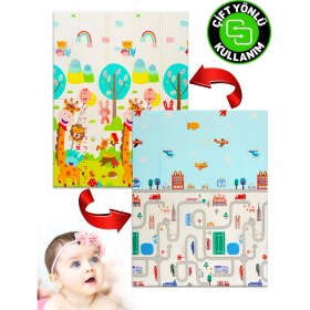 Resim Circle Toys Neşeli Zürafa + Taşıtlar , Katlanabilir Çocuk Oyun Halısı - 150X200X1 cm - Taşıma Çantası Yanında 