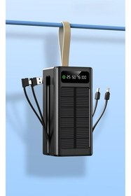Resim MATECHNO Solar 50.000 Mah Güneş Enerjili Led Işıklı Powerbank Şarj Aleti 4xUsb Çıkış Çoklu Şarj Çıkışı Kablo 