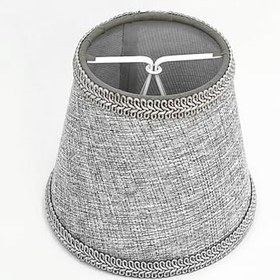 Resim Sutaşı İşlemeli Mini Boy Maşalı Avize Abajur Başlığı Mum ampul üstüne takılır 14cm (Açık Gri) 