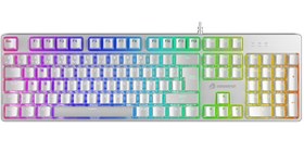 Resim GameBooster G24W Enigma Rainbow Aydınlatmalı Red Switch Mekanik Beyaz Oyun Klavyesi 