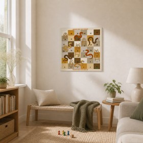 Resim Boho Yılanlar ve Merdivenler - Bej / Metal / 45 x 45 cm 