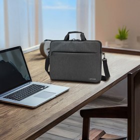 Resim Lenyes LB509 Cleo Protect Pro Serisi Darbe Emici Su Geçirmez Polyester Kumaş 15.6 inç Laptop Çantası Siyah 