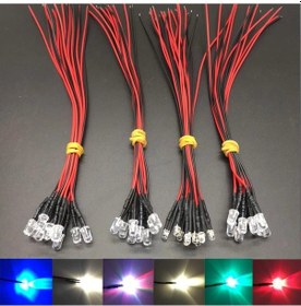 Resim 12V 5Mm Flaşör Şeffaf Led Renkler 20 Cm Kablolu 1 Adet Sarı 