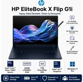 Resim HP Elitebook x Flip G1I 14 Inç Wuxga IPS Dokunmatik Iş Laptopu, Core Ultra 7 268V, 32GB Ram, 1tb Ssd, Windows 11 Pro, Arc Grafik, Dönüştürülebilir Bilgisayar 