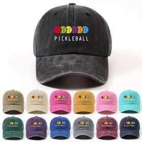 Resim 1 Şık Harfli Kontrast Renkli Ördek Gagalı Tasarımlı Beyzbol Şapkası, Unisex Günlük Kullanım Çok Yönlü Kavisli Kenarlı Vintage Washed Sokak ve Seyahat Şapkası 