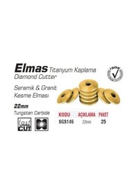 Resim Sgs Seramik-Granit Kesme Elması Titanyum 22 MM Sgs146 
