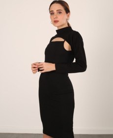 Resim LA SEFA Dik Yaka Boyunluklu Kolluk - Siyah Uzun Kollu Boyunluk Tesettür Boyunluk Balıkçı Yaka Bodysuit 