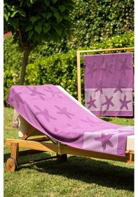 Resim Menderes Home Cotton Collection Bukle Plaj Havlusu Yıldız Mor 
