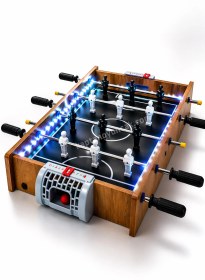 Resim Led Işıklı Ahşap Masaüstü Futbol Maçı Langırt Oyun Seti 