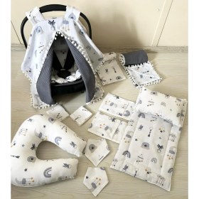 Resim % 100 Pamuk 11 Parça Çift Taraflı Muslin Set Soft Çıngırak 