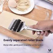 Resim Ev Yapımı Makarna, Spagetti ve Lazanya için Paslanmaz Çelik Manuel Erişte Kesici - Ev Aşçıları İçin Çok Fonksiyonlu Pasta Yapma Aleti, Şık Sap Tasarımı, Nazik İtme Mekanizmalı Keskin Dayanıklı Mutfak Aracı 