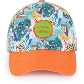 Resim Milk&Moo Jungle Friends 4-6 Yaş Erkek Çocuk Şapkası - Turuncu, Nakışlı, Ayarlanabilir Yazlık 