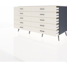 Resim Kronos Konsol 10 Çekmeceli 176x59x99 Antrasit-aytaşı Antrasit-aytaşı 