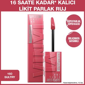 Resim Maybelline New York Super Stay Vinyl Ink Uzun Süre Kalıcı Likit Parlak Ruj 160 Sultry 