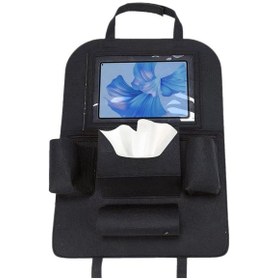 Resim Glanz Araç Koltuk Arkası Organizer Siyah Oto Tablet Telefon Tutucu Araba İçi Düzenleyici 