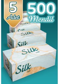 Resim "500" Silk Soft Çift Katlı Pratik Mendil Çek Kullan Kutu Mendil 5adet X 100mendil 