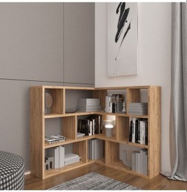 Resim Azura Köşe Kitaplık Antrasit 