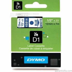 Resim DYMO D1 Beyaz\u002FMavi Yedek Şerit 12mm x 7mt (45014) 
